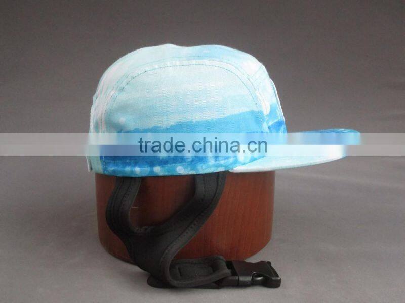 Hot selling Flat brim 5-panel Camper Cap with Fixed Belt