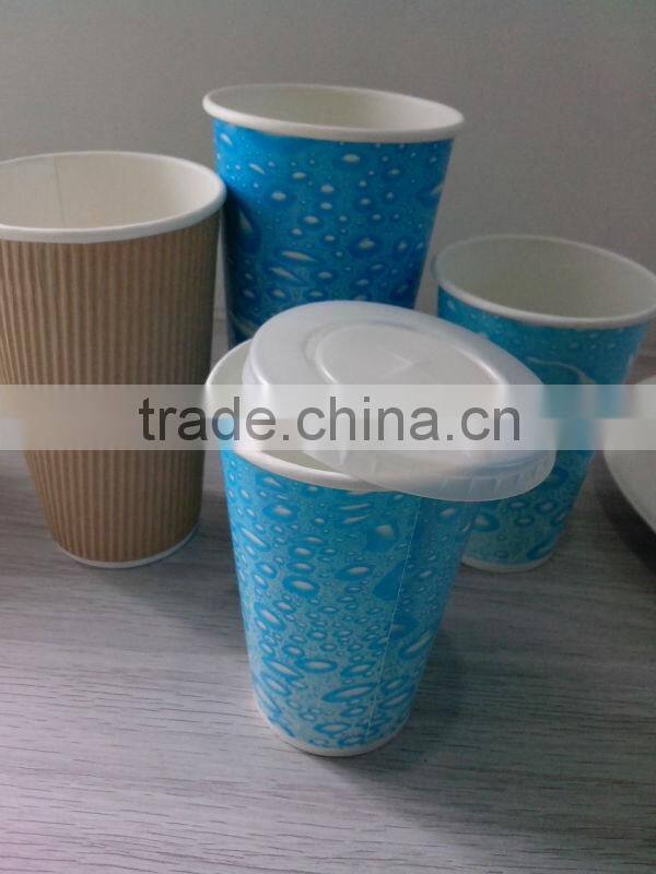 cheap custom logo printed disposable paper cup with lid disposable paper cup