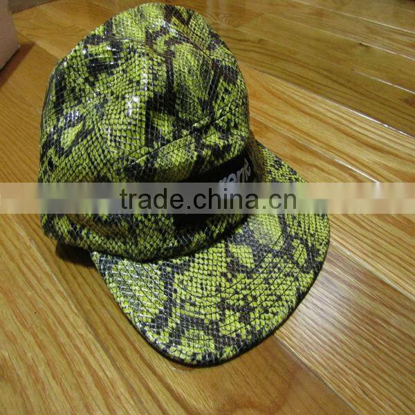 2013 hot sale cool fashion Python leather 5 panel caps Snakeskin Snake Python Camp 5 panel hats caps