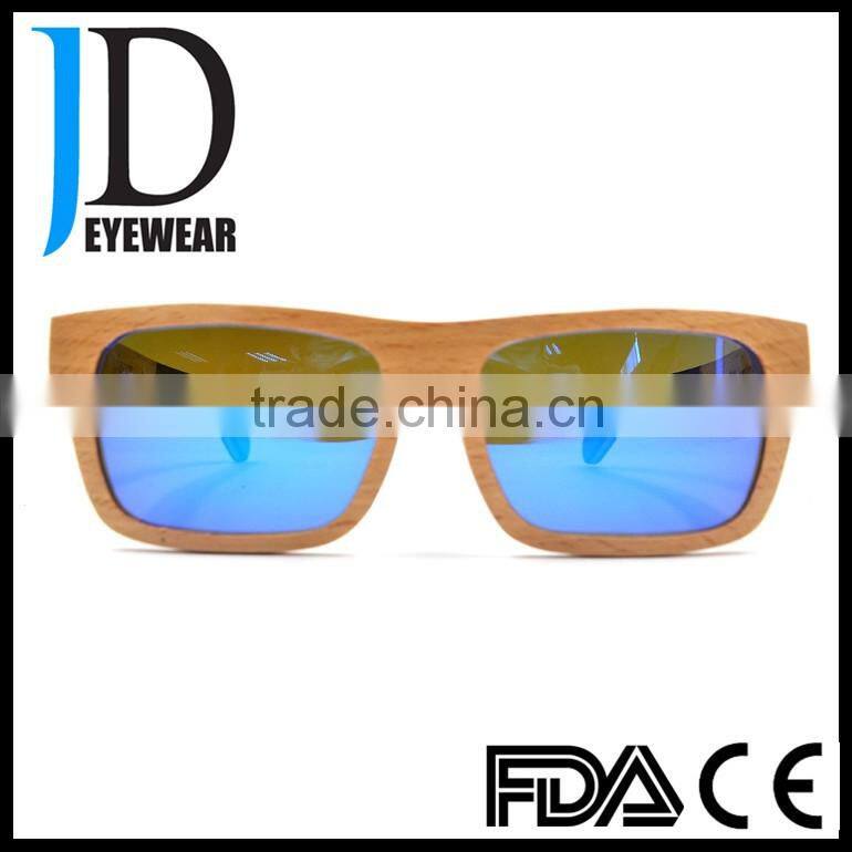 wholesale 2016 hinge wood sunglasses anti-reflection mirror lenses sunglasses