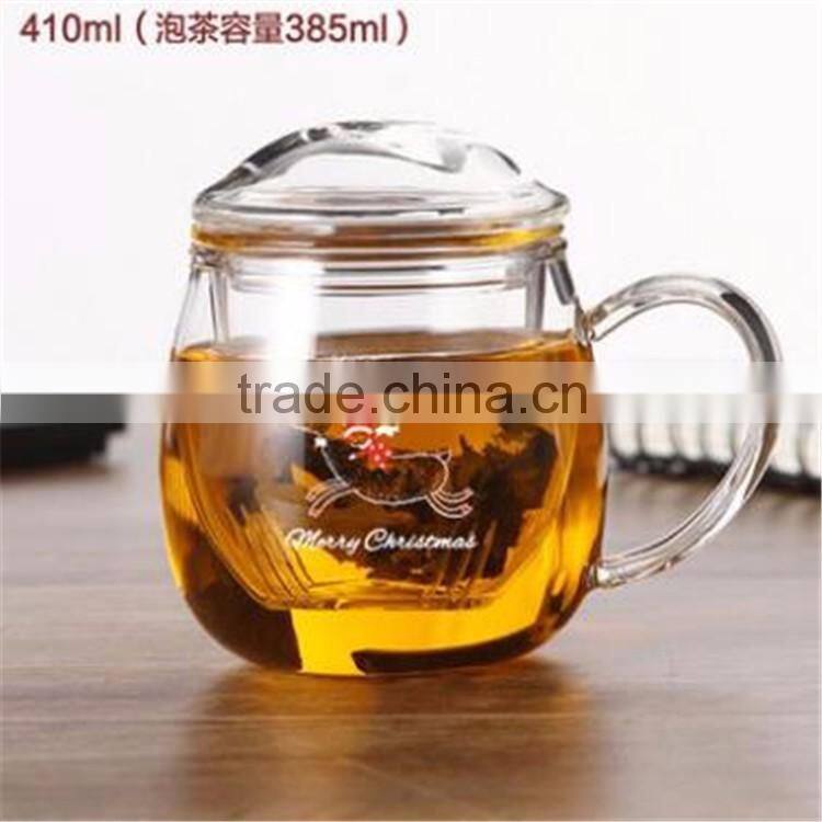 FDA Certification standard 410ml/550ml borosilicate glass tea pot with tea strainer.