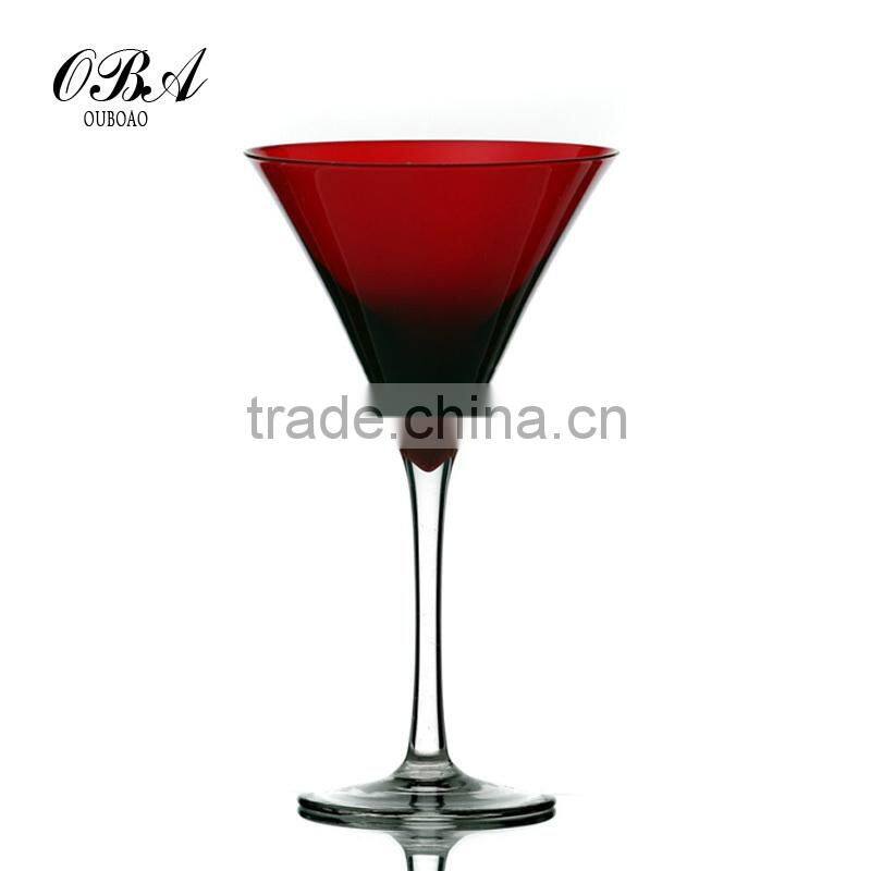 Wholsale handmade martini glasses/supply cocktail glass with red body