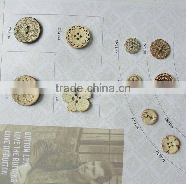 Natural Coconut Button in 2 Holes for Garment/Lady's Clothes