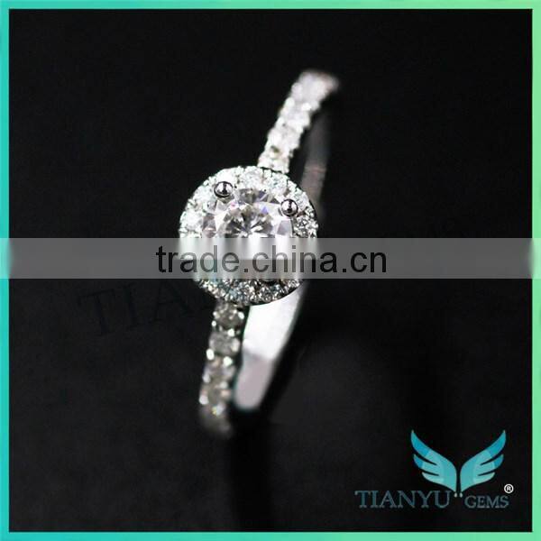 14 k gold Engagement Ring 4.5mm E F color Moissanite Diamond Wedding Ring