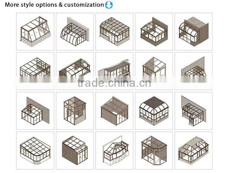Modern design aluminum alloy glass house,green house, sunroom/wood-aluminium composite sunroom