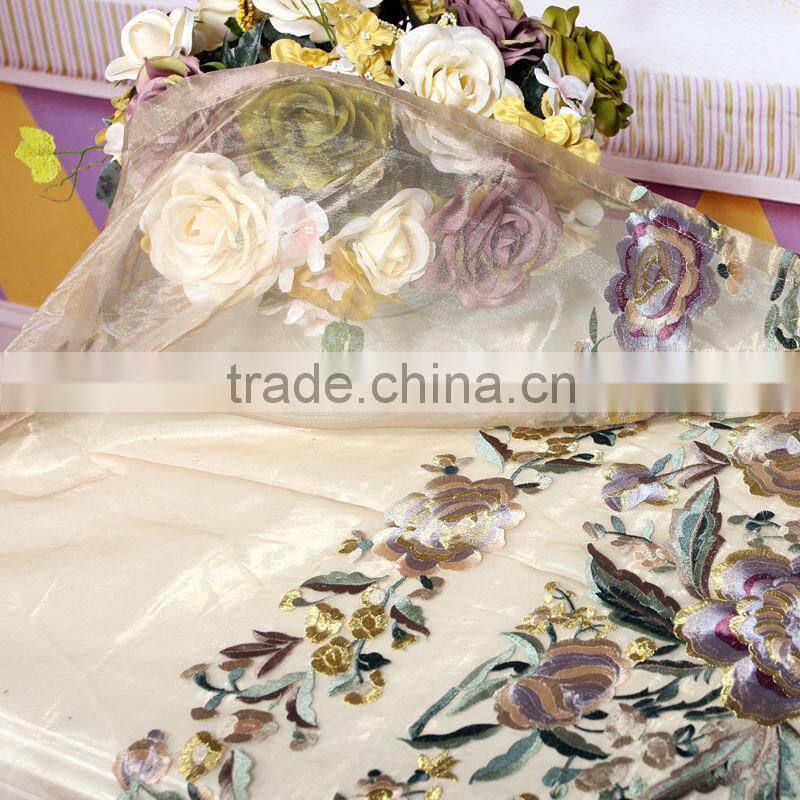 New Design Organza Embroidered Curtain Material Types