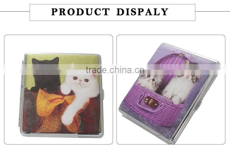 Linen Leather decorative pattern metal cigarette case/holder/box Pet design WB-21