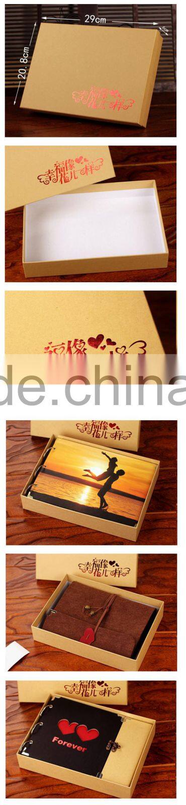 Top sale wedding memory gift handmade diy storage kraft paper photo box with lid