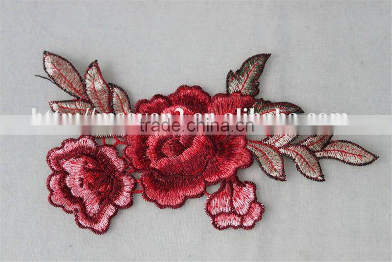 2016 hot sale polyester knitting fabric embroidery patch flower printing for ladies