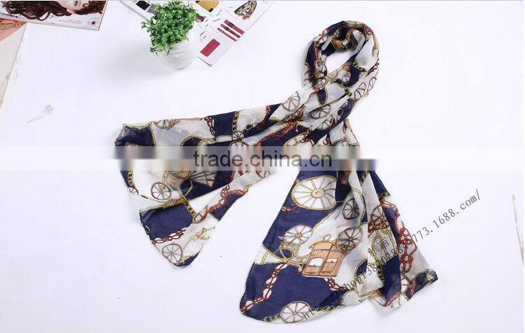 Korean Women Fashion Wheels Neck Scarf Shawl Long Soft Silk Chiffon Wide Wrap Scarves
