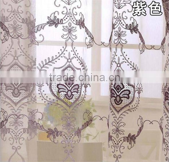 2015 High Quantity Flower Design Embroidered Voile Curtain Fabric