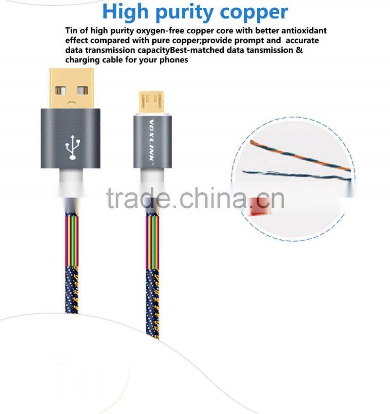 Voxlink fast charging 5V 2a Denim Gold plated 1m USB type c charger cable for macbook