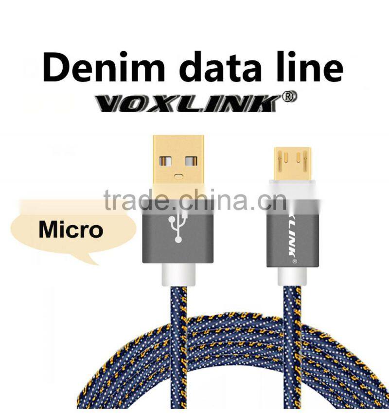 Voxlink fast charging 5V 2a Denim Gold plated 1m USB type c charger cable for macbook