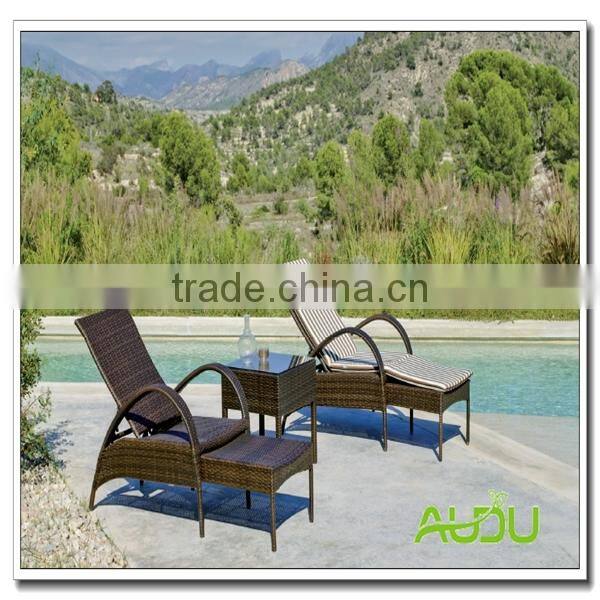 Audu Plastic Double Rattan Sun loungers