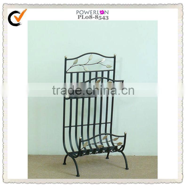 2 tier metal magazine rack with wheels