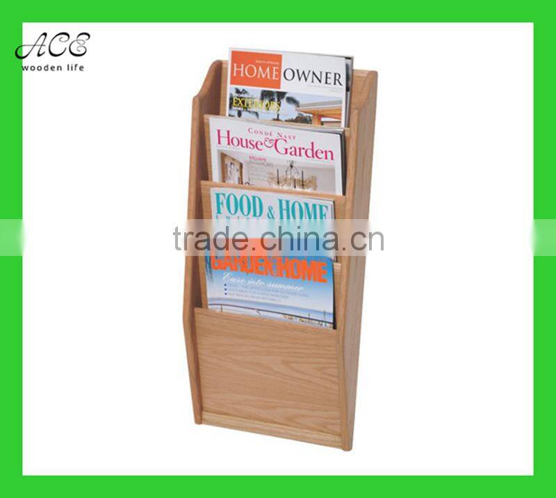Wooden wall magazine rack