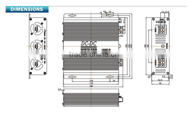 18v-36v to 24v 20a waterproof isolated DC-DC power converter with air cooling