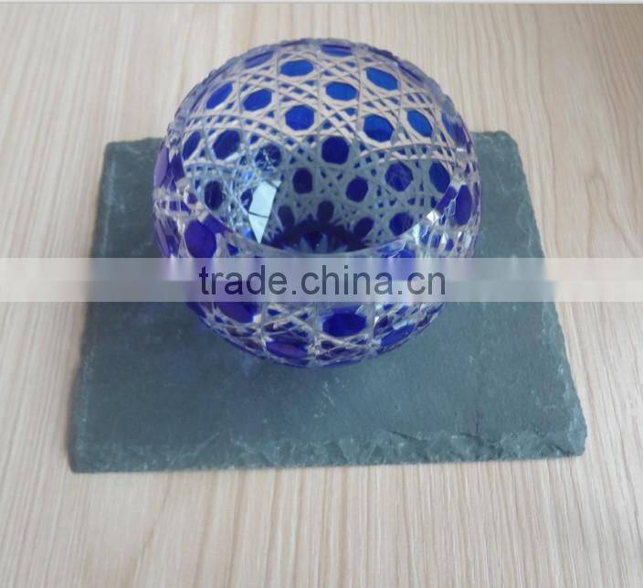 elegant slate candle holder with exquisite engraved glass candle holder