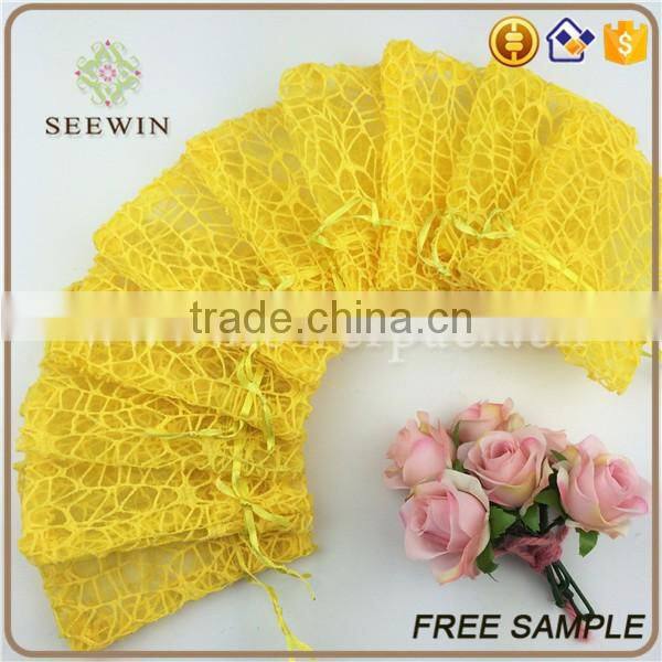 christmas drawstring small organza mesh floral bag