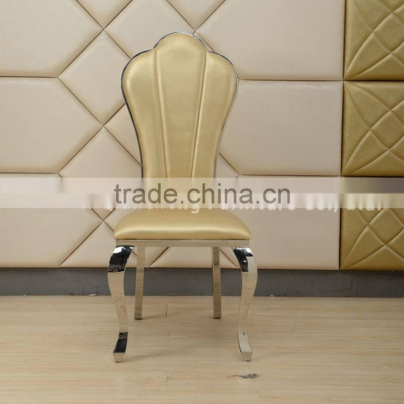 hotel chair dining chair with golden PU cover