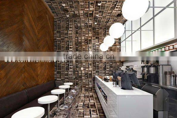 Lighted stylish design solid surface made bar countercoffee kiosk