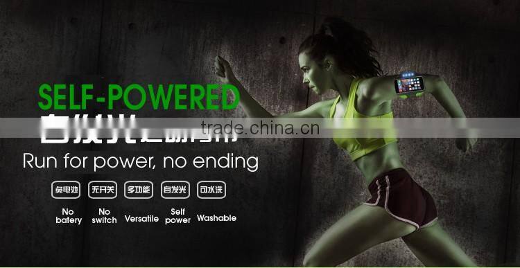 Battery free armband with self-powered safety LED light for night runner
