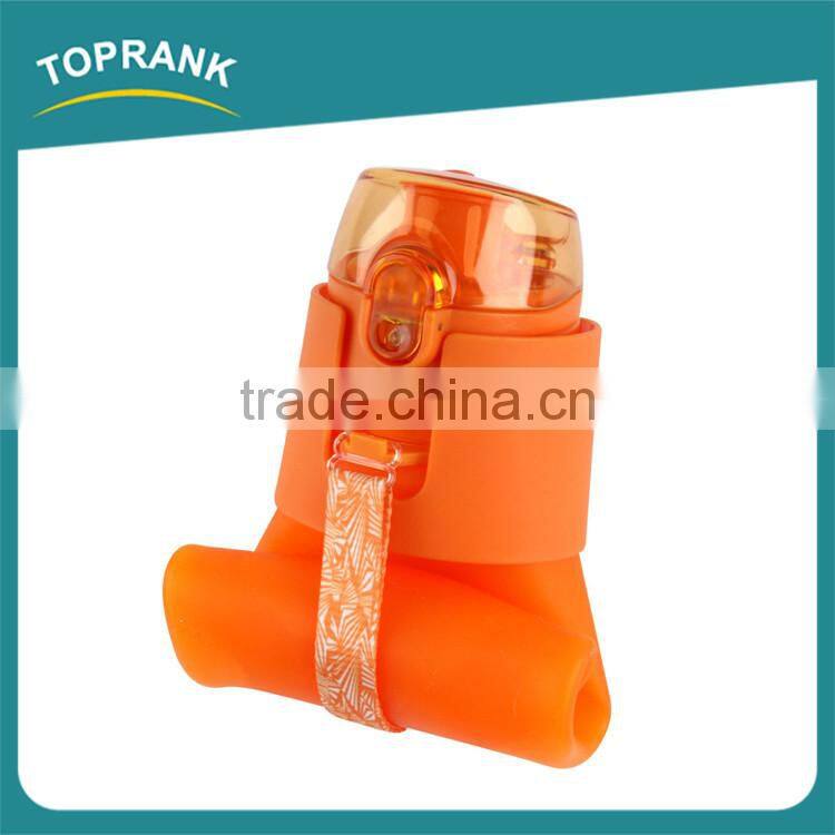 Promotional foldable food grade silicone soft water bottle with cap
