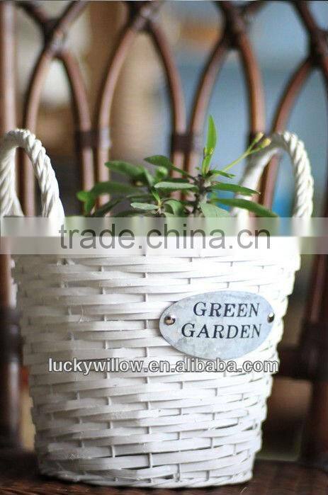 wicker basket for plant and flowers
