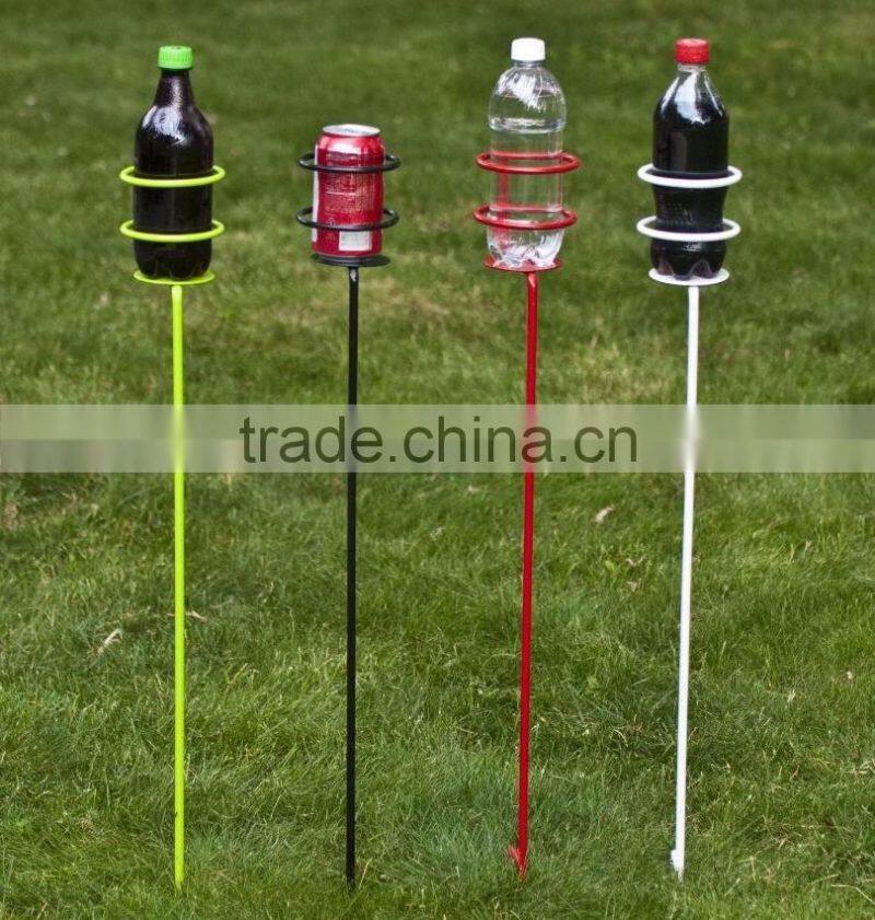 Outdoor Beach Sand Lawn Beverage Cans Stakes Holder 4PCS Different Colors Per Set