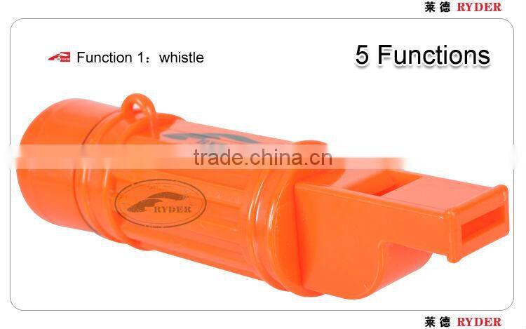 5 in 1 Orange Plastic Whistle