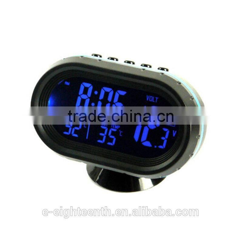Car LED backlight LCD Inside/Outside Thermometer Voltage Meter Clock Alarm Calendar
