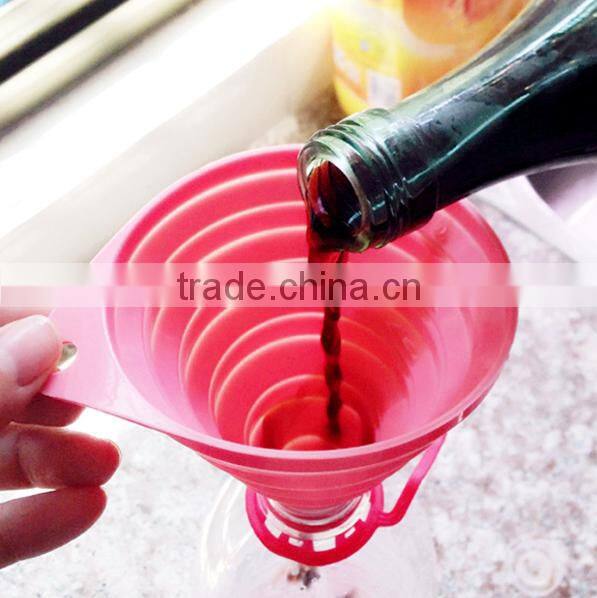 Colorful Foldable Food Grade Silicone mini funnel kitchen funnel