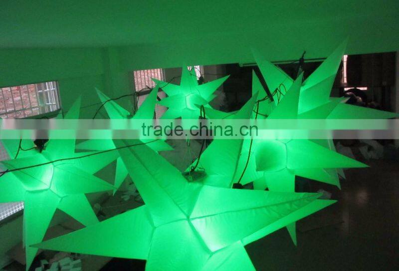 hot sale 3m inflatable hanging led lighting stars with led light