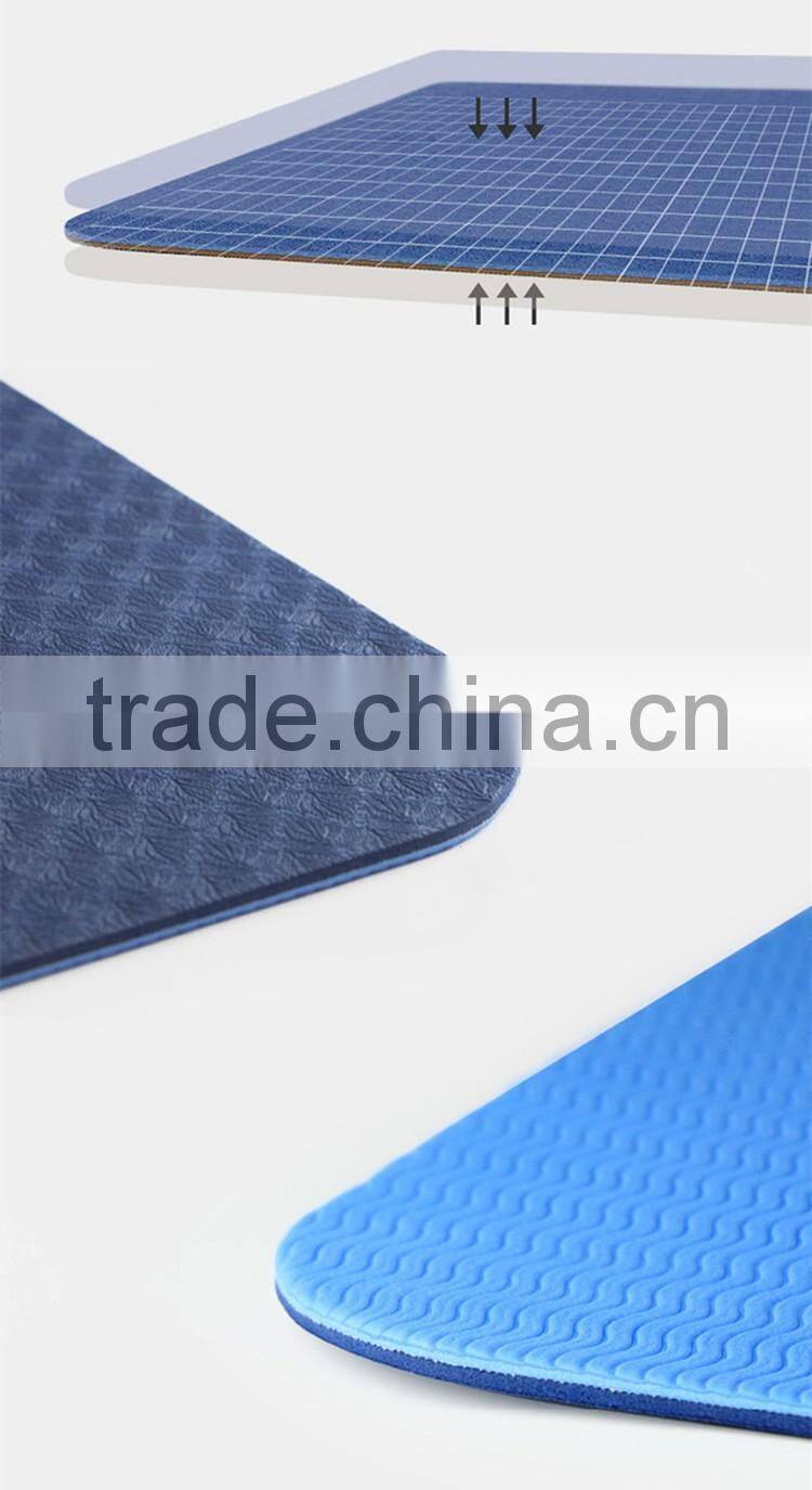 Wholesale ECO double color double layer anti-slip TPE Yoga Mat For Fitness