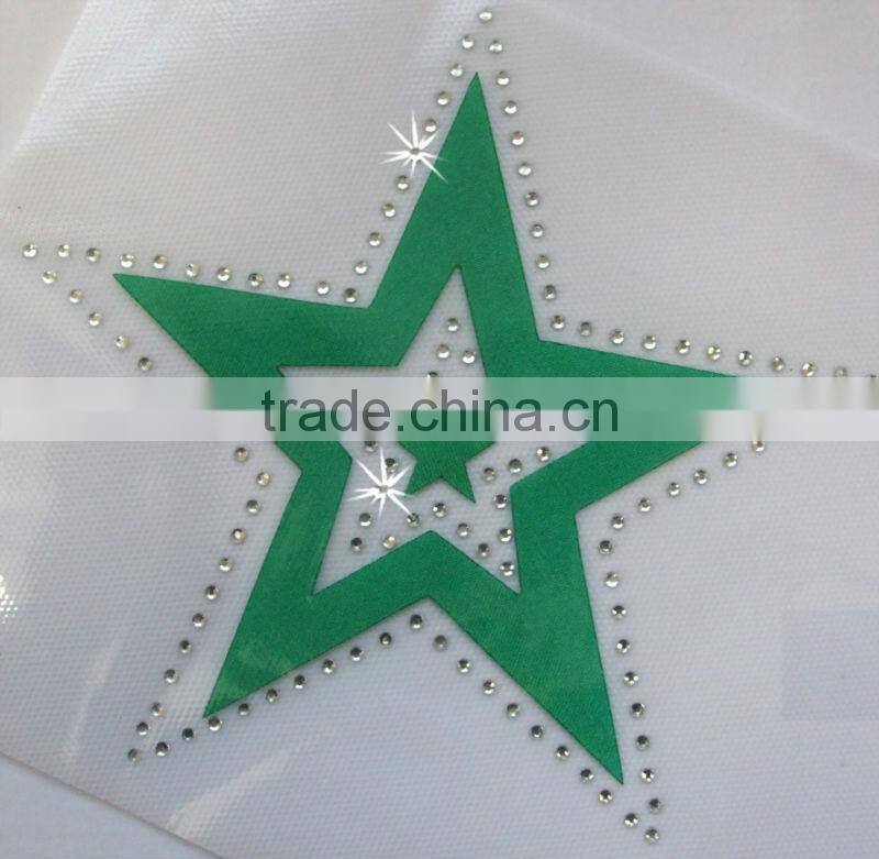 Satin fabric hotfix custom motif design crown design on t shirt