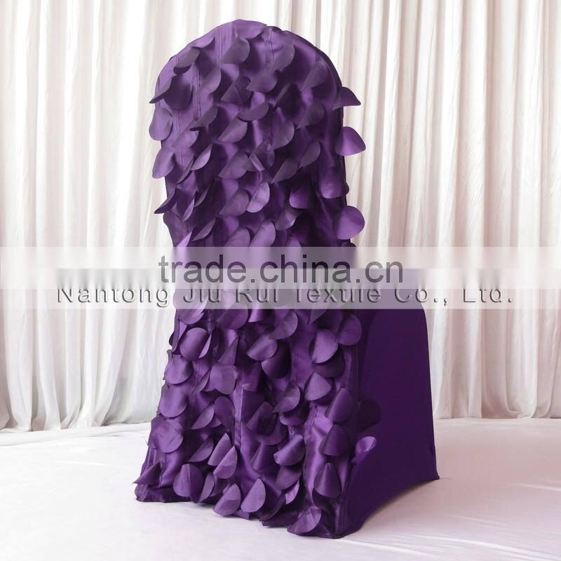 2016 New Design 3D Ruffled Wafer & Leaf Shape Taffeta Back Stretchy Lycra Chair Cover 100PCS For Sale