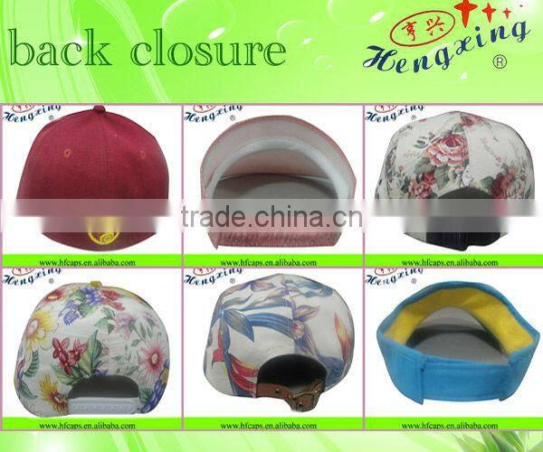 Custom blank snakeskin leather brim floral print pattern 5 panel hat