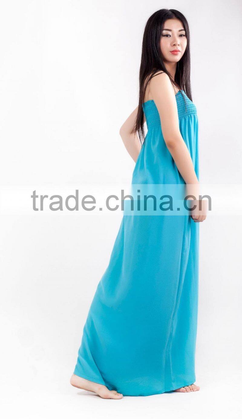 strapless long maxi light blue dresses for wholesale
