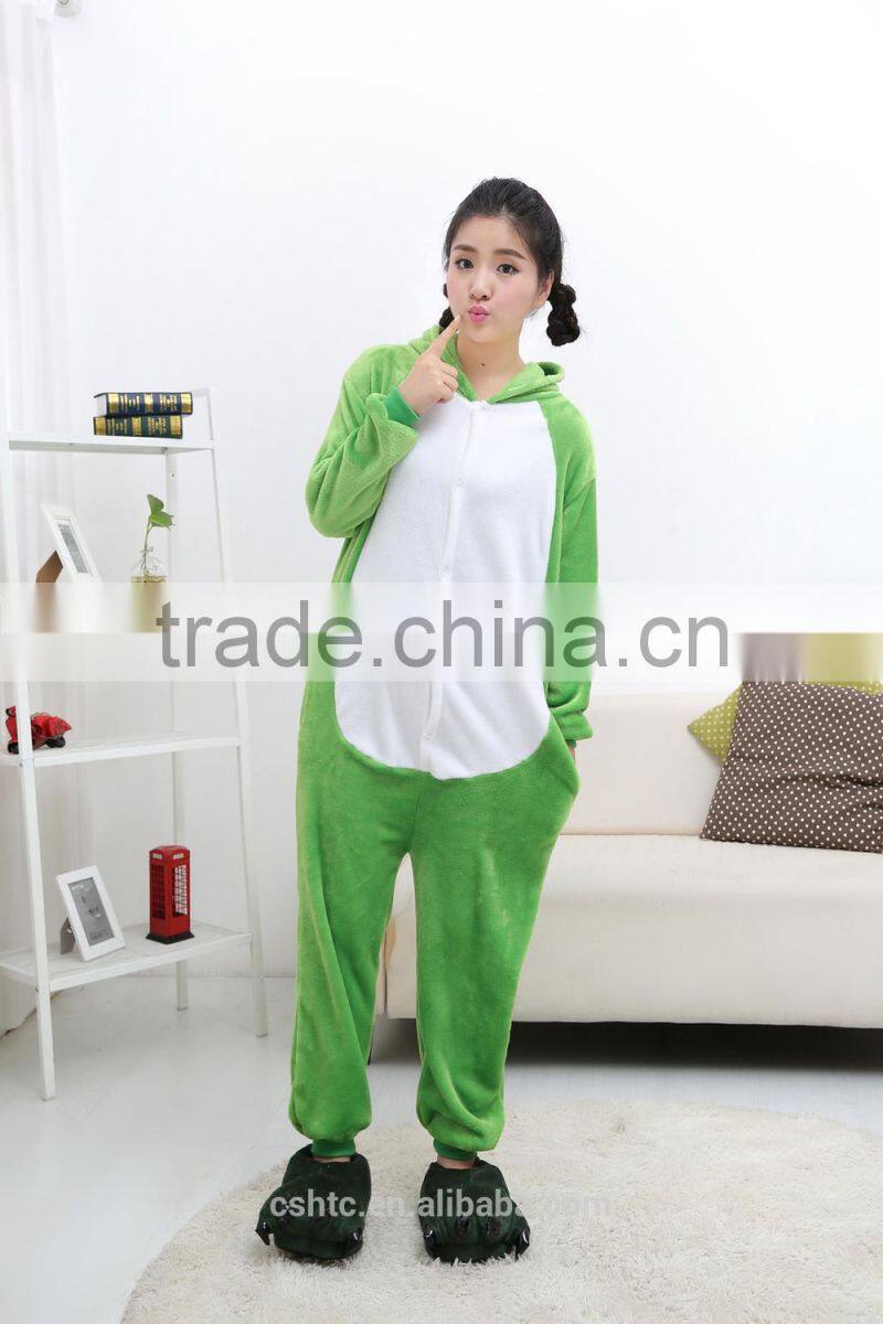 flannel cartoon adult animal jumpsuit animal pajamas jumpsuit frog design