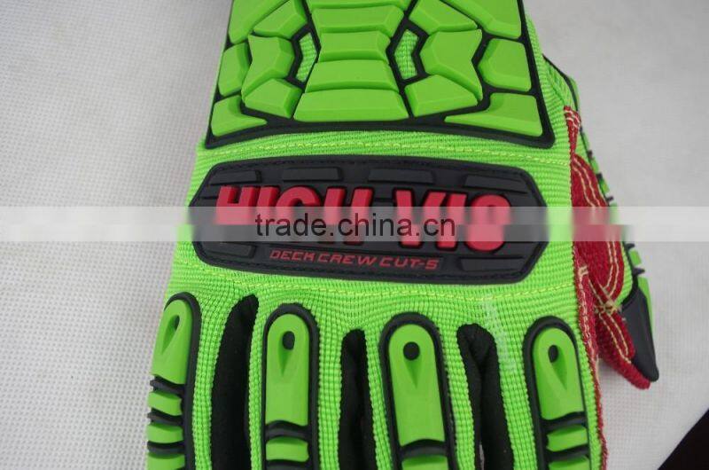 CE 4543 anti cut slash proof impact safety gloves, oil and gas safety cut resistant rubber gloves