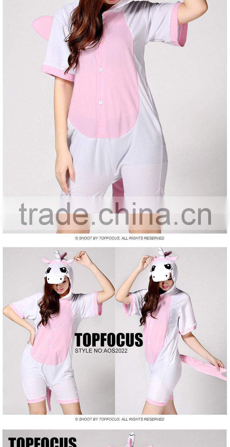 China Supplier 2014 Adult Contemporary Pink Unicorn Animal Pattern Short Sleeves Summer Evening Women Dresses
