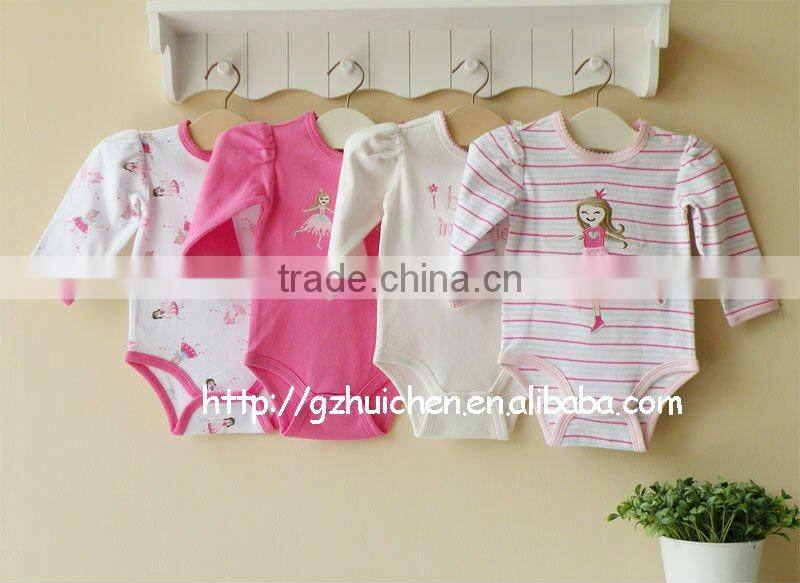 2011 autumn baby clothing 100% cotton embroider long sleeve bodysuit
