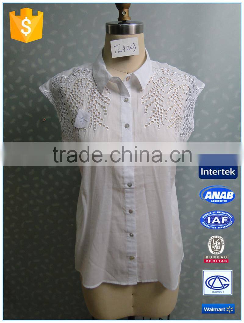 2016White Cotton Hollow Out Women Vest