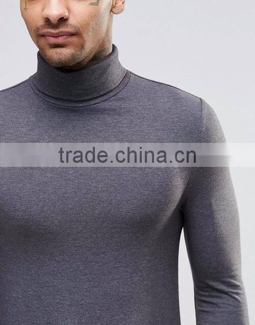 Men extreme muscle skinny fit roll neck long sleeve tee shirt OEM china manufacturers