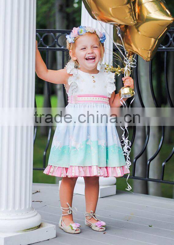 Baby Girls Unicorn Dress Infant Kids Cute Baby Boutique Wholesale