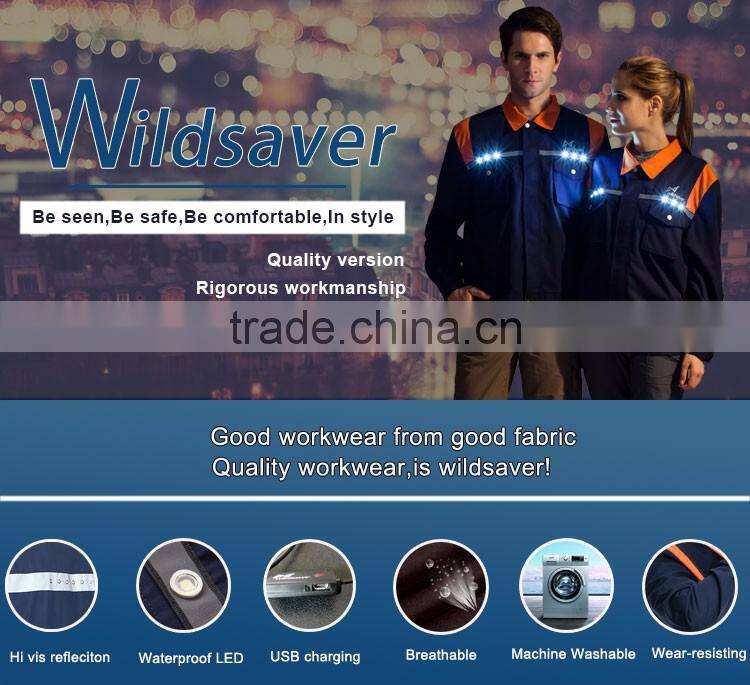 Safety battery powered hi vis workwear work uniform with pockets