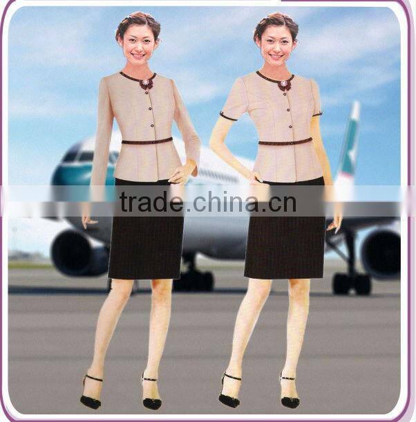 Red high quality flight attendant uniform, 2013 fashion airline stewardess uniform,hot tailored polyester Stewardess uniform