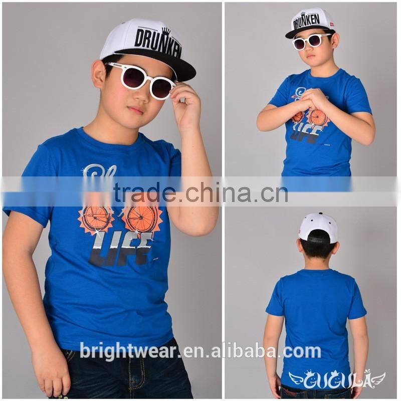 boy's 100% cotton basic t-shirt simple style with digital printing for summer
