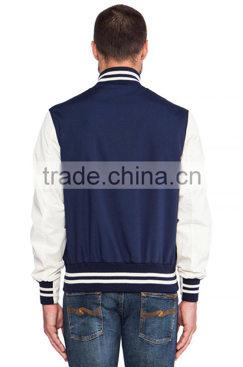 CVC preppy style ribbed collar and hem srtipe Hoodies/Sweatshirt with front snap button
