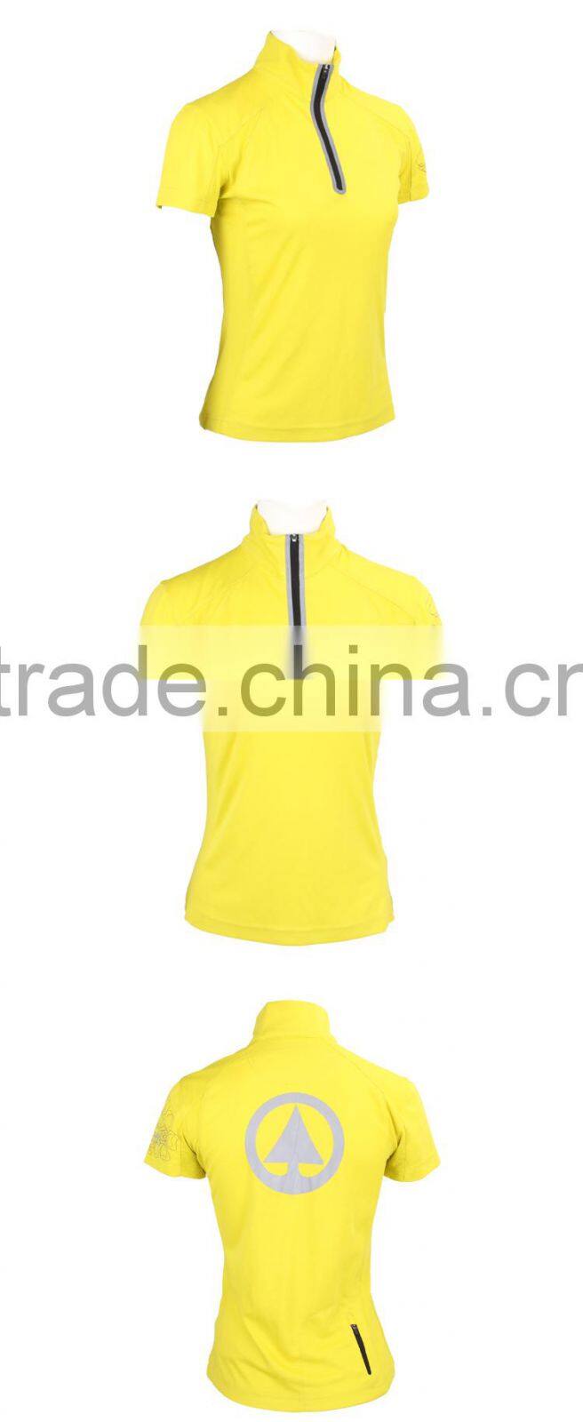 Fashionable Design Half Zipper Collar Women Fitness T-Shirt Sport Shirt Short Sleeve